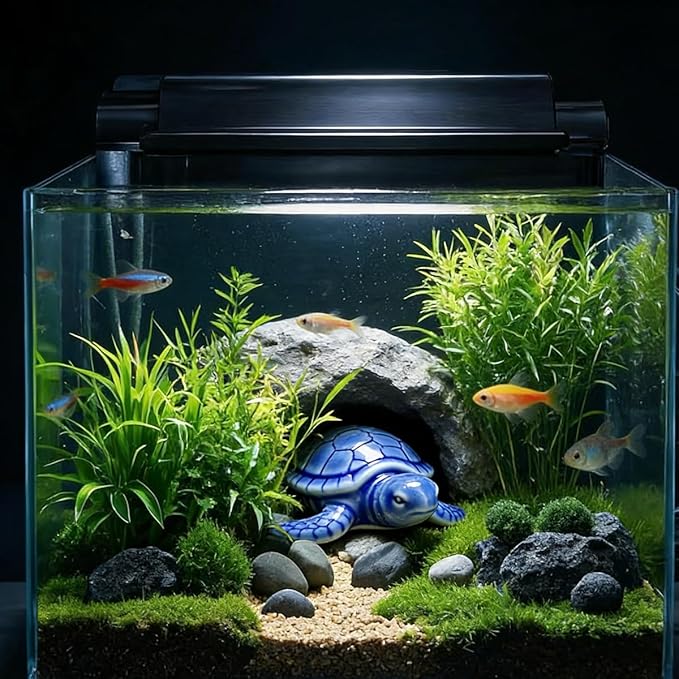 Ceramic Sea Turtle Figurine for Aquarium Decor, Penjing Rockery Scenery, Miniature Garden & Coastal Home Accent (Seaweed Green)