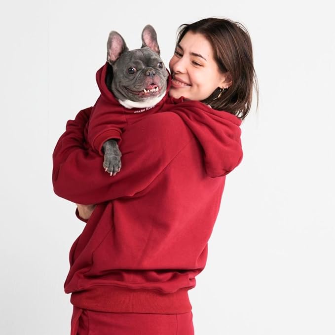 Spark Paws Dog Hoodie – Premium Dog Sweater for Small, Medium, and Large Dogs | Warm Outfits for French Bulldogs, Pitbull, Puppy, Winter Jacket Alternative - Burgundy - 4XL