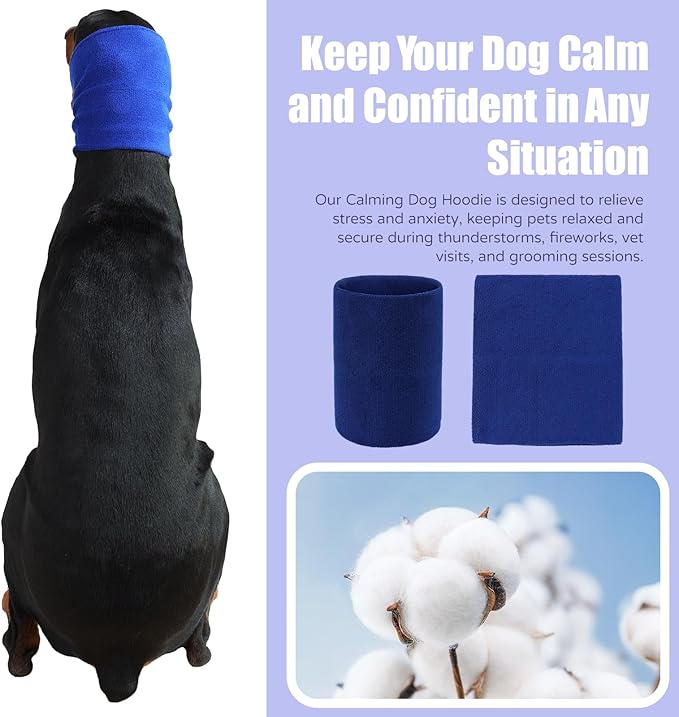 Dog & Cat Calming Hoodie - Anxiety Relief Ear Protector, Noise-Canceling Head Cover for Grooming, Bath, Force Drying, Thunder & Fireworks