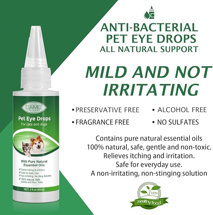 VOSIFSDIY Eye Drops for Dogs, 2PCS Cats and Dogs Eye Drops, Dog Eye Infection Treatment Relieve Eyes Itching & Irritation, Pink Eye & Allergies Symptoms Safe & Gentle Formula