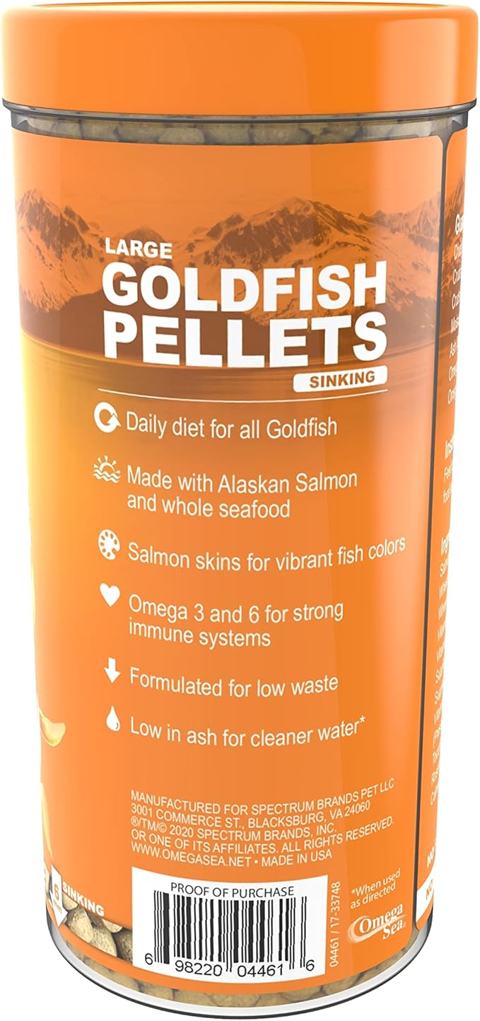 Omega One Goldfish Pellets, Sinking, 6mm Large Pellets, 7.5 oz