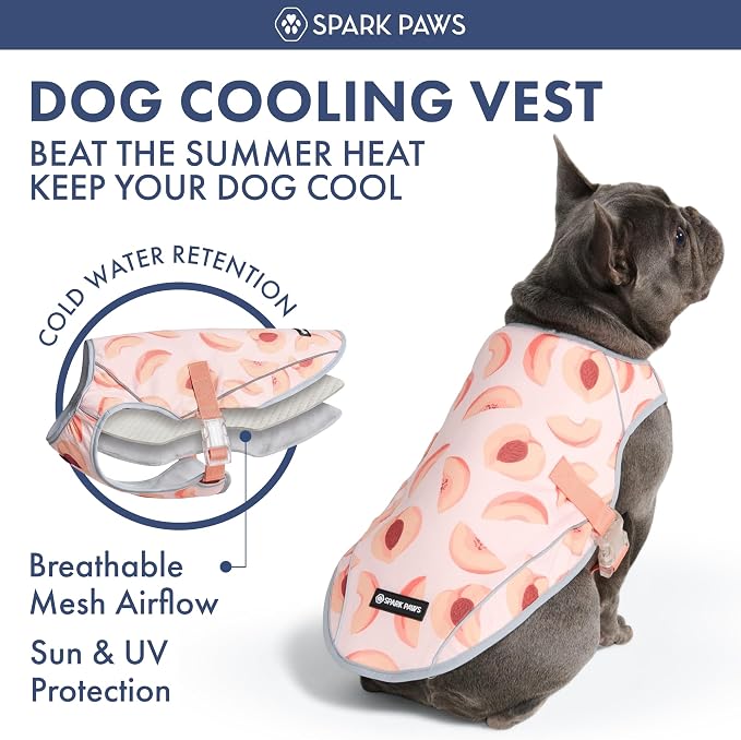 Spark Paws Dog Cooling Vest - SPF 50 UV Sun Protection - Summer Heat Relief Gear for Dogs, Lightweight, Evaporative Cooling - Dog Anxiety Relief Vest During Hot Days - Peaches - Size 4XL