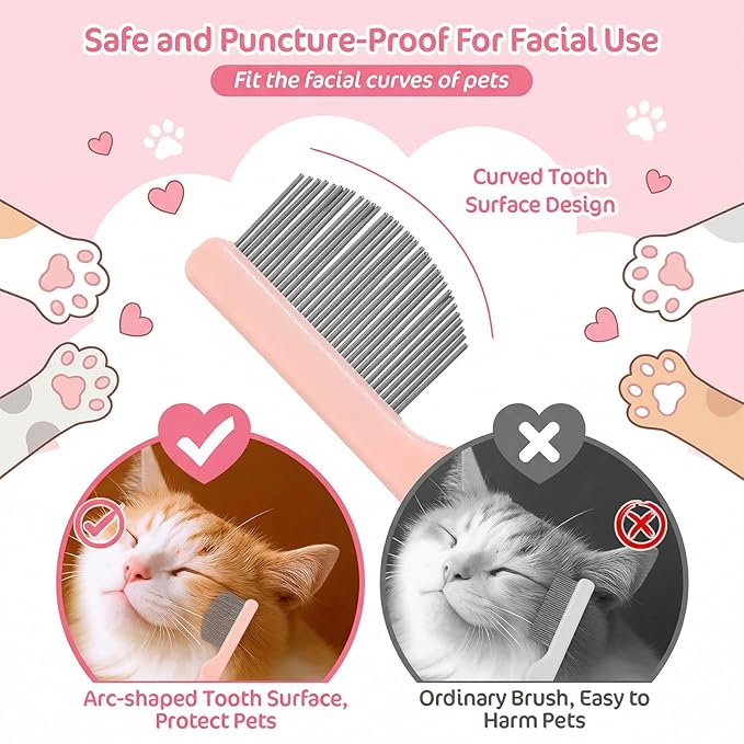 Tyqour Eye Comb for Small Dogs Stainless Steel Flea Comb for Small Dogs, Dog Face Comb, Gentle Tear Stain Remover, Compact Grooming Tool for Cats and Dogs