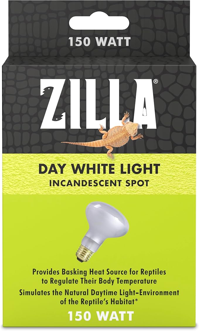 Zilla Reptile Terrarium Heat Lamps Incandescent Bulb, White Spot, 150W