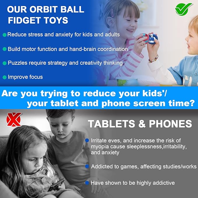 Unique Orbit Ball Fidget Toy, Novelty Beads Track Infinity Cube Stress Relief Balls Creative Sensory Toys for Autistic ADHD Kids Adults (White)
