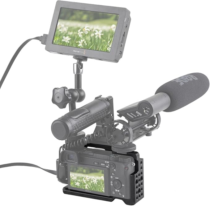 SmallRig Camera Cage only for Sony A6000 A6300 ILCE-6000 ILCE-6300 NEX7, A6000 Cage with 1/4" 3/8" Mounting Points and Built-in Cold Shoe - 1661