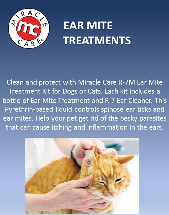 Miracle Care R7 Ear Mite Treatment and Ear Cleaner Kit for Dogs, 1 Ounce Bottles of Each, Controls Ticks and Mites