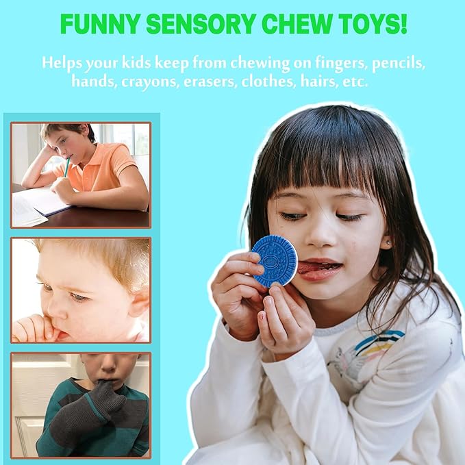 Chewy Necklaces for Sensory Kids, 2 Pack Silicone Chew Necklace Sensory Necklaces for Boys with Chewing, Autism, ADHD, SPD, Oral Motor Anxiety Pendant for Adults