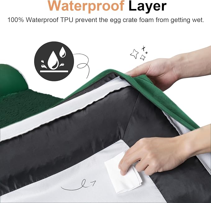NANUYA Orthopedic Dog Bed for XX-Large Dogs, 44 x 34 Inch, Emerald | Egg crate foam for joint support, 3-sided bolster pet sofa, waterproof lining, washable cover, and non-skid base