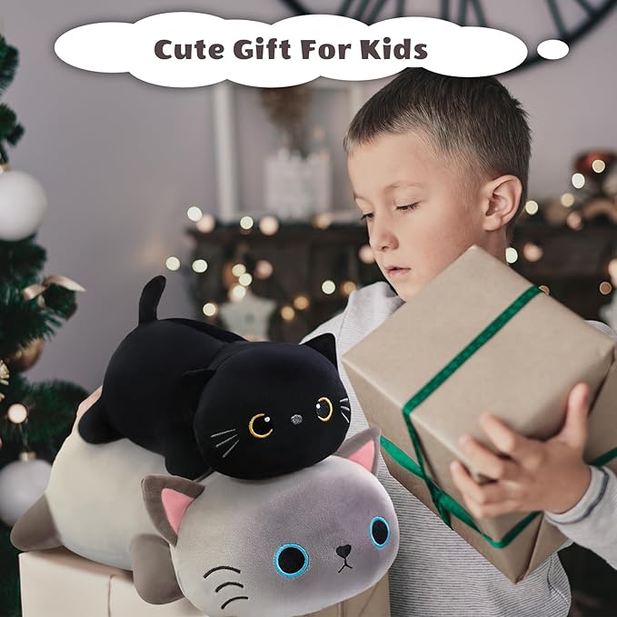 Finebee Weighted Siamese Cat Stuffed Animals, Cute Weighted Siamese Cat Plush, Soft Stuffed Weighted Plushie Pillow Gifts for Kids & Adults (23.6" 3.1Lbs)