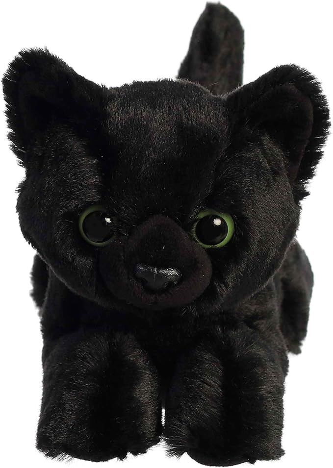 Aurora® Adorable Mini Flopsie™ Twilight Cat™ Stuffed Animal - Mini Companions Ready for Playful Adventures - for Kids All Ages, Toddlers, Adults, and Families - Black 8.5 Inches