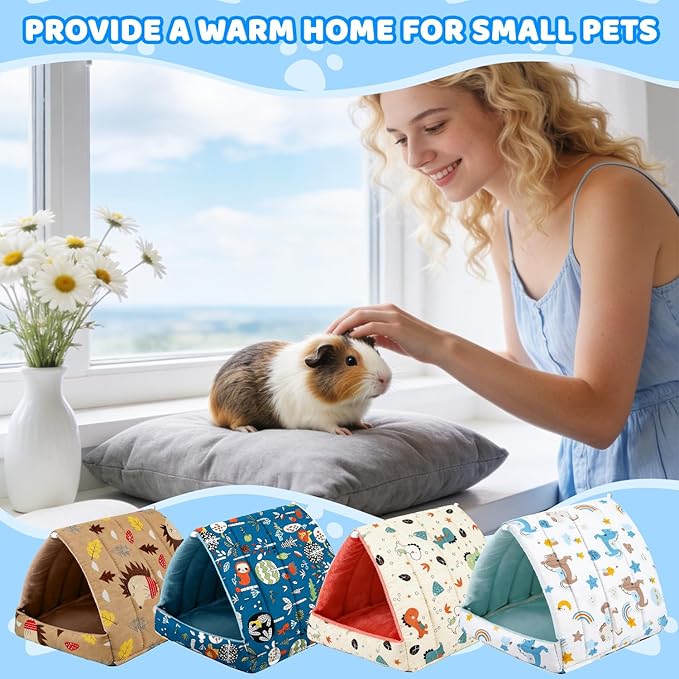 4 Pcs Guinea Pig Hideout, Guinea Pig Bed Tunnel Washable Small Animal House Cage Accessories for Mouse Chinchillas Hamsters Hedgehogs Ferrets Bearded Dragons and Rats Other Small Animals