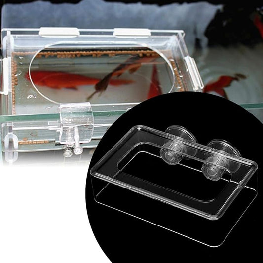 Aquarium Fish Feeding, Acrylic Floating Food Feeder with Suction Cup for Betta Goldfish Guppy, Prevent Food Scattering and Filter Clogging, 2 Sizes