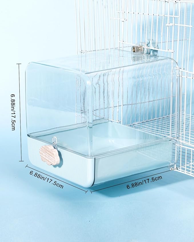 Hanging Bird Bath for Cage, 3 in 1 Multifunction Bird Bath/Bowl/House, Bird Cage Accessories Suitable for Small to Medium Birds Parakeet, African Grey, Conure, Cockatiel(6.8X6.8X6.8 inch Turquoise)