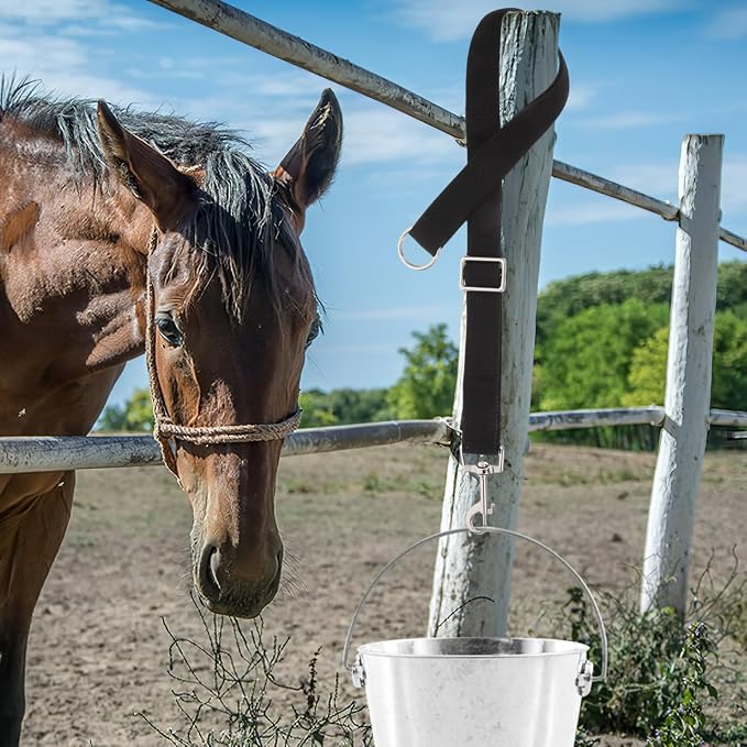 balacoo Adjustable Bucket Straps for Horses 4-Pack High-Strength Nylon Hanging Straps for Water Buckets Stall Accessories Secure Feeder Hanger for Equestrian Farm Use