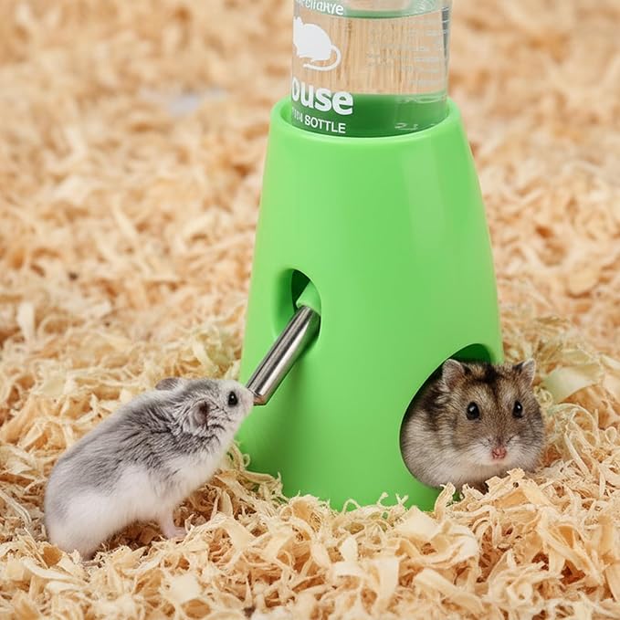 Hypeety Hamster Cage Drinking Water Bottle Parrot Mice Rat Gerbils Water Feeder Bowl 1Pcs 80ml (Green,80ml)