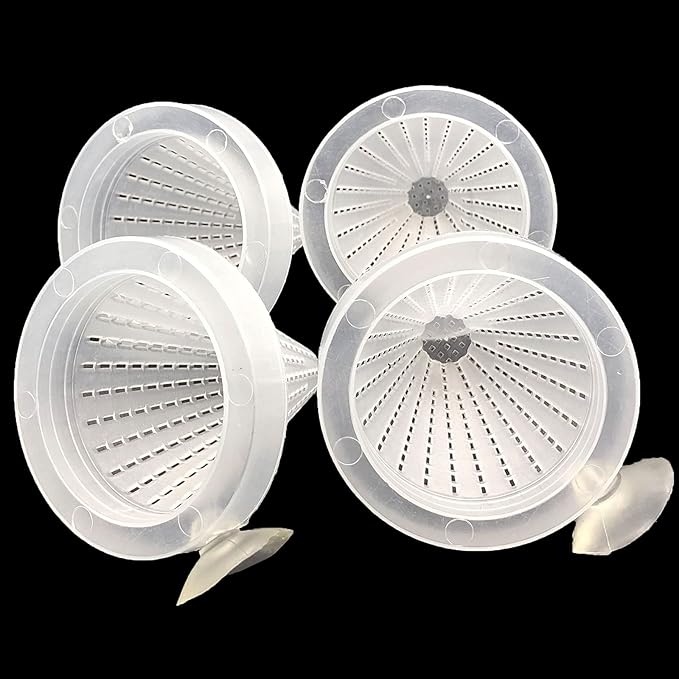 Ailindany 4PCS Aquarium Live Red Worm Feeding Cone Cup Plant Cup Brine Shrimp Plastic Fish Feeder for Aquariums with Suckers