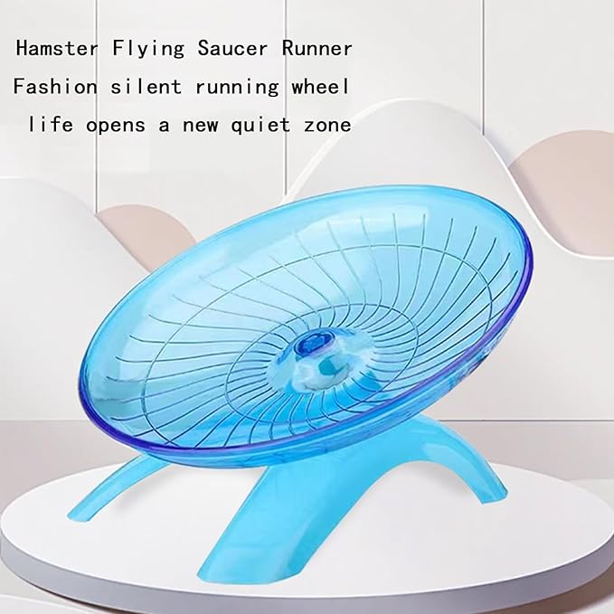 7 "Blue Small Animal Flying Saucer Running Wheel, Does not Produce Noise, for Hamsters, Hedgehogs, Guinea Pigs, and Other Small Animals to Ensure The Safety of Sports