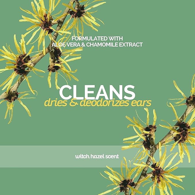 Bark2Basics Ear Cleaner for Dogs, 4 oz - All Natural, Witch Hazel, Alcohol Free, Gentle Aloe Vera and Chamomile Extract Base, Breaks Through Tough Wax