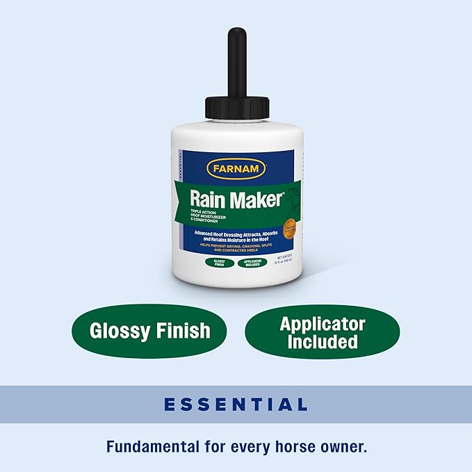 Farnam Rain Maker Triple Action Hoof Moisturizer & Conditioner, Protection Against Dry Weather, Cracks, Splits, Contracted Heels, 32 fl oz