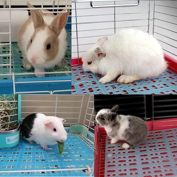 Hamiledyi 8 Pcs Rabbit Cage Mats Small Animal Plastic Feet Pads Floor Mat for Pet Cats Dogs Bunny Hamster Rat Chinchilla Guinea Pig(Blue)