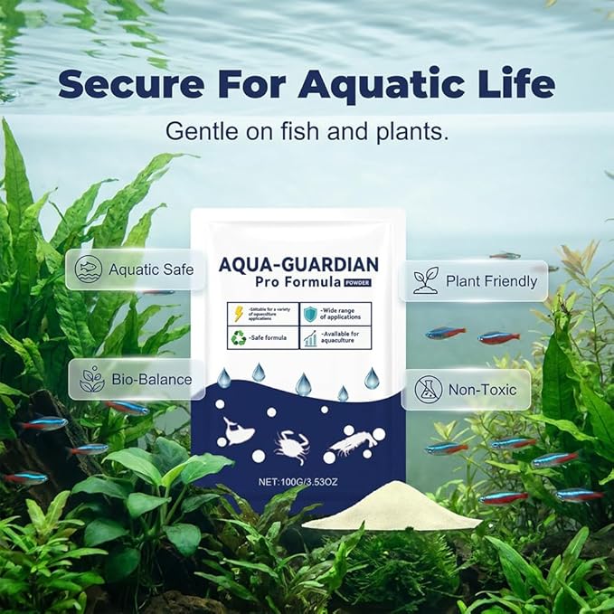 Aquatic Care Powder for Pond and Aquarium, 2026 New Aquarium and Ponds Water Cares, Easy Mix Water Care Support, Maintenance Friendly Pond Water, 100g (1)