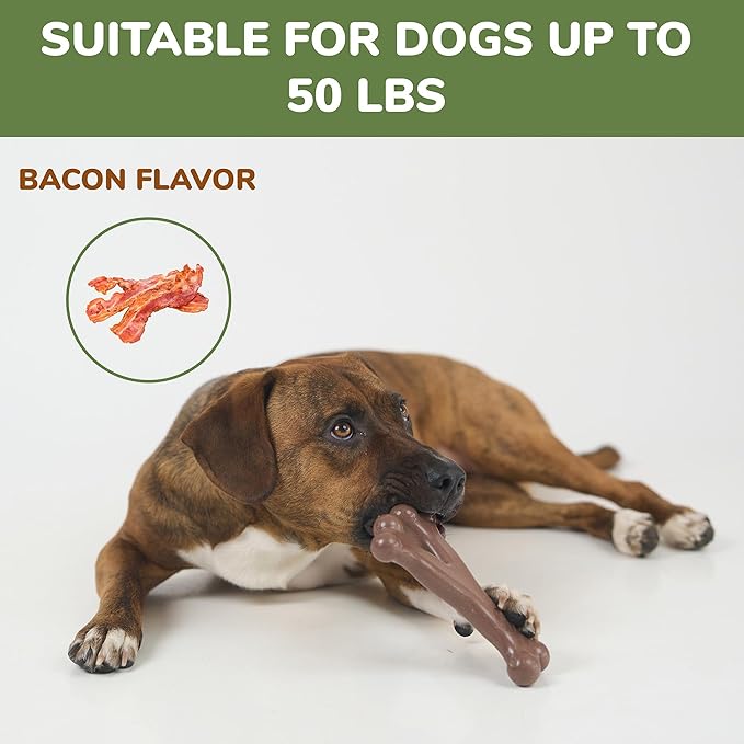 SPOT Bam-Bones Wishbone Dog Chew Toy, Bamboo Fiber Blend, Non-Splintering Durable Chew for Light to Moderate Chewers, Adult Dogs & Teething Puppies 25–50 lbs, Bacon Flavor, 7 in