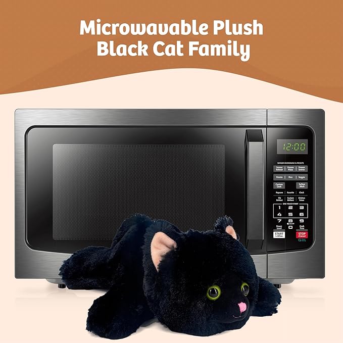 Marysun Microwavable Black Cat Stuffed Animal - Weighted Stuffed Animal Plush, Heating Pad, Cozy Gift for Girls|Women|Kids|Elder People, 9.8in, 1.65lb