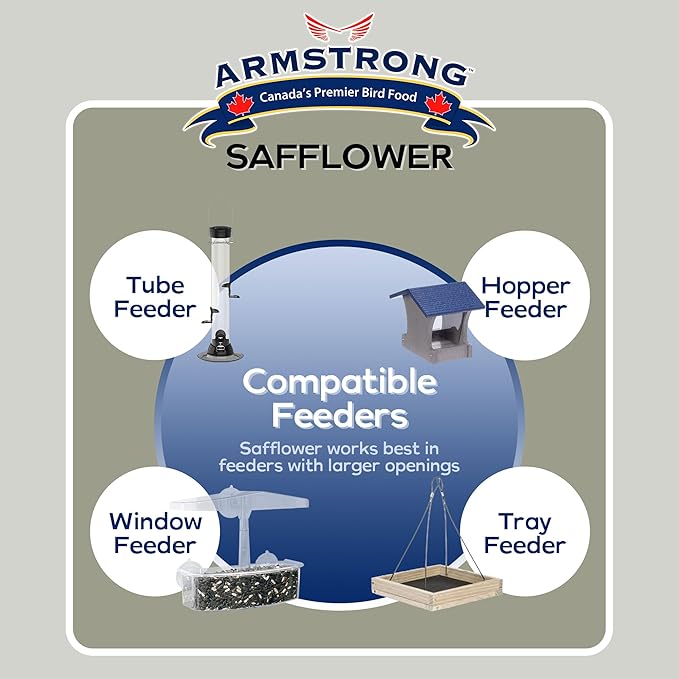 Armstrong Wild Bird Food Safflower Bird Seed, 20 Pounds (Pack of 2) - for Northern Cardinals, Rose-Breasted Grosbeaks and Black-Capped Chickadees - Ideal for Outside Feeders