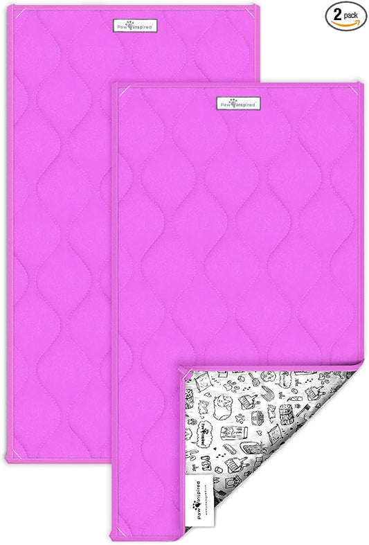 Paw Inspired Guinea Pig Cage Liners | Washable Fleece Bedding with Waterproof Bottom | Super Absorbent Pee Pad or Pet Bed Mat for Guinea Pigs, Ferrets, Rabbits, Hamsters, Small Animals (C&C 2x1, Pink)