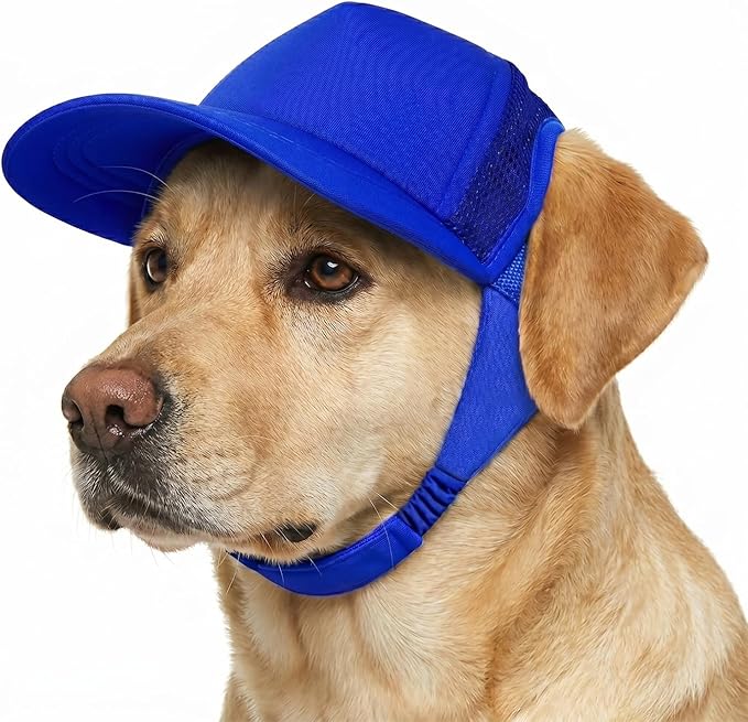 Tuff Pupper Dog Baseball Cap | UV Protection Dog Sun Hat | Breathable Lightweight Design | Secure Adjustable Chin Strap | Quick-Dry Fabric | Reinforced Brim | Small Medium Large Dogs (Blue, XL)