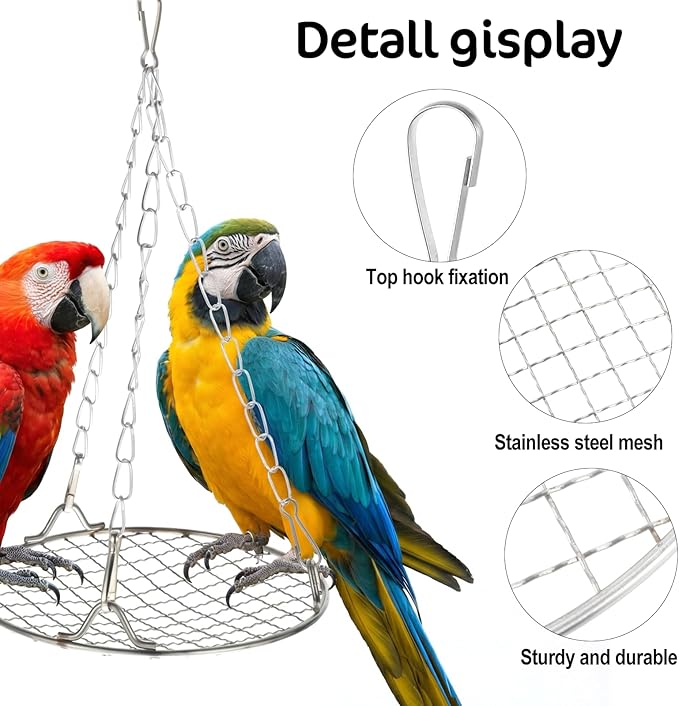 Bird Swing for Cage Stainless Steel Bird Swing Hanging Parakeet Swings Birds Cage Accessories to Balance Training Budgies Parrotlets Rat Sugar Gliders Small Animals