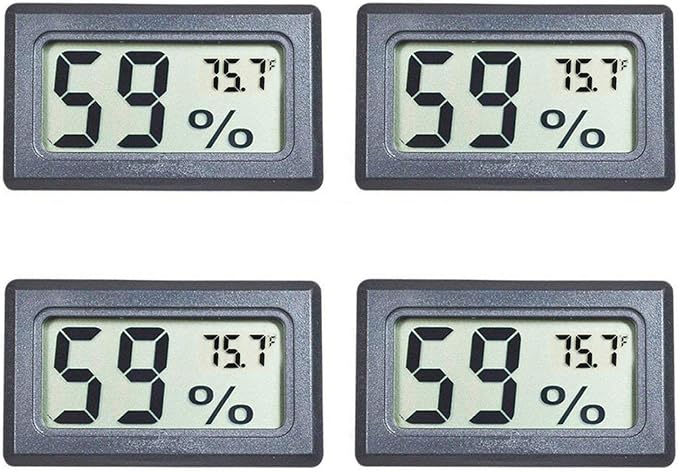 4-Pack Mini Digital Temperature Humidity Meters Gauge Indoor Thermometer Hygrometer LCD Display Fahrenheit (℉) for Reptile Tank,Jars,Guitar Case,Greenhouse, Garden, Cellar, Fridge, Closet