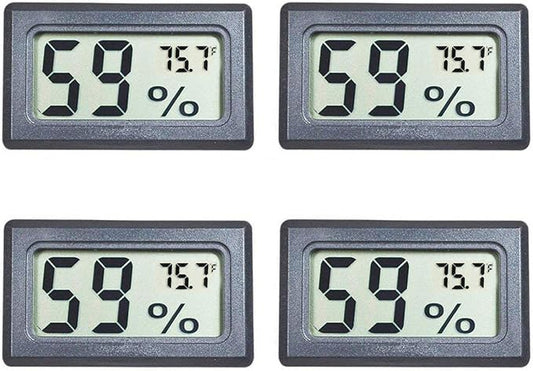 4-Pack Mini Digital Temperature Humidity Meters Gauge Indoor Thermometer Hygrometer LCD Display Fahrenheit (℉) for Reptile Tank,Jars,Guitar Case,Greenhouse, Garden, Cellar, Fridge, Closet