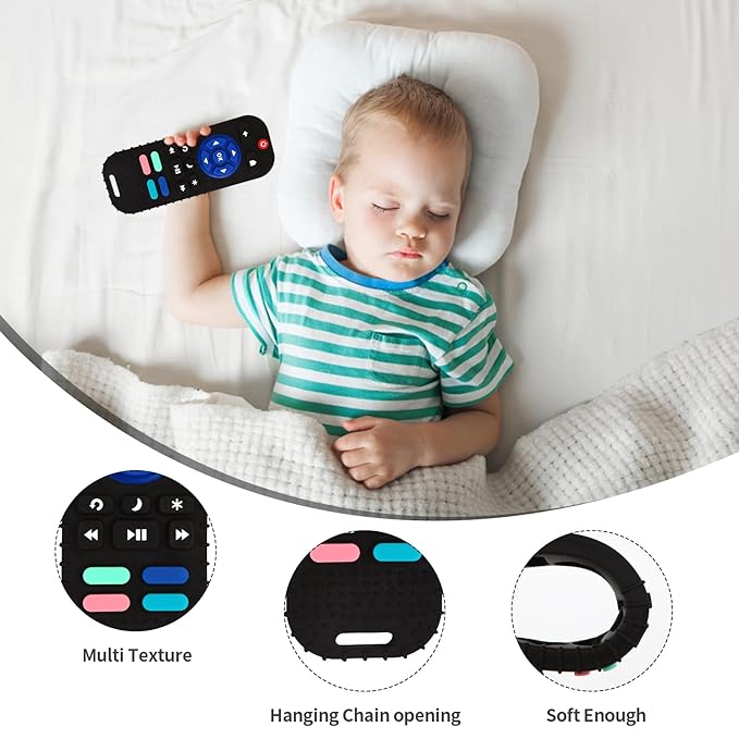Hooku 2 Pack Silicone Teething Toys for Babies 0-6 Months, Teethers for Babies 6-12 Months, Remote Teether for Baby, Sensory Toys for Babies, Baby Chew Toys KLW8808