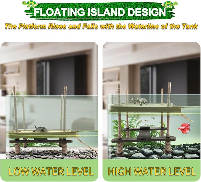 Keedolla Floating Turtle Pier and Basking Platform, Turtle Basking Platform Ramp Tortoise Reptile Floating Docks Climbing Ladder for Crabs, Frogs, Newts, Salamanders - Medium