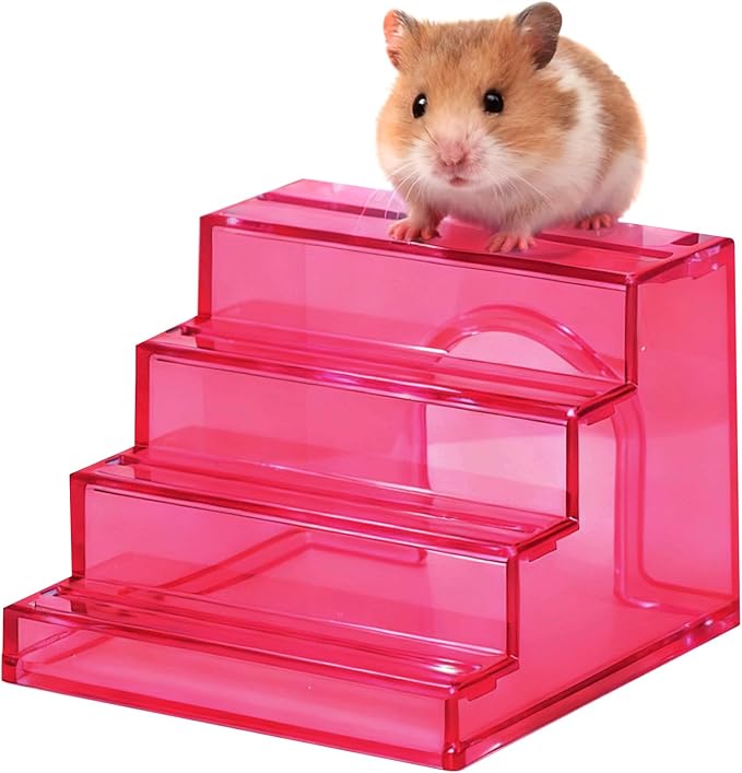 Hamster wheel climbing ladder,hideout ladder bridge,hamsters climbing for Hamster wheel,climbing ladder with hamster house,hideout chamber for dwarf hamsters mice and small animals habitat décor(pink)