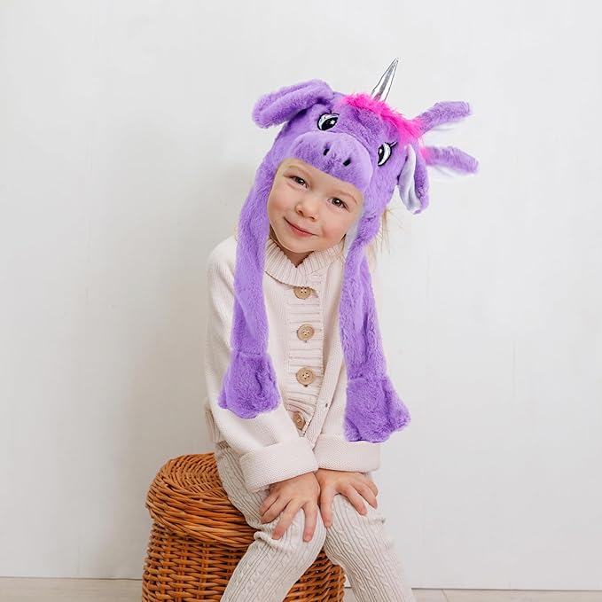 Bubblepompom Animal Hat with Ears Moving Jumping Pop Up Beating Hat Plush Holiday Cosplay Dress Up Funny Gift for Kids