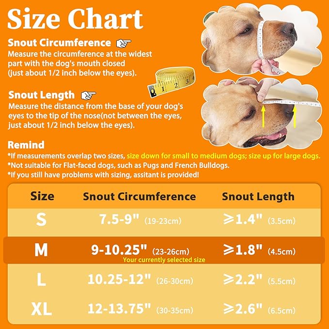 Mayerzon Dog Muzzle for Large Medium Small Dogs, Adjustable Fit, Soft & Sturdy Fabric, Prevents Fierce Barking Biting Chewing, Ideal for Grooming Walking Vet Visits, Allows to Pant Drink (Black, M)