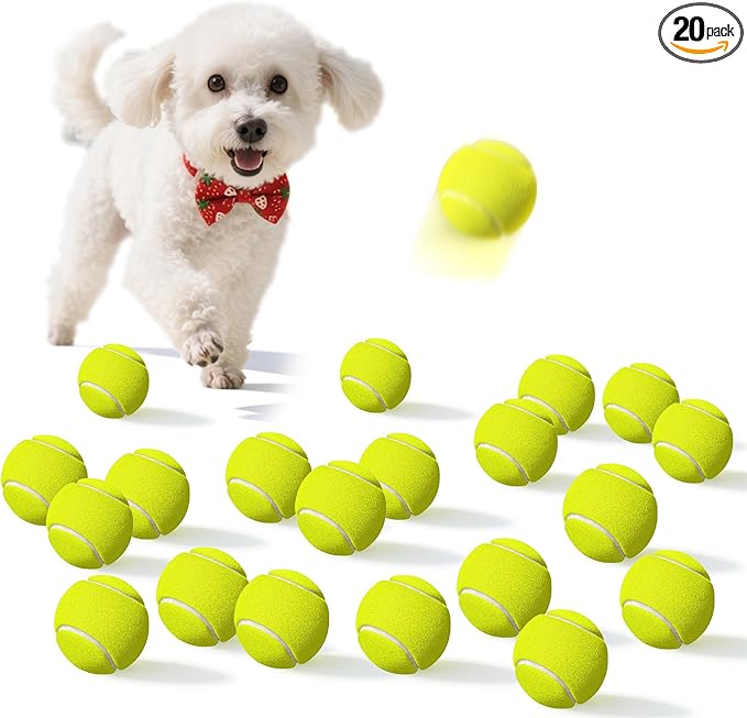 20 Pack Small Tennis Balls for Dogs, Easy Catching Pet Balls for Exercise and Fetch, 2-inch Dog Tennis Ball, Interactive Toys