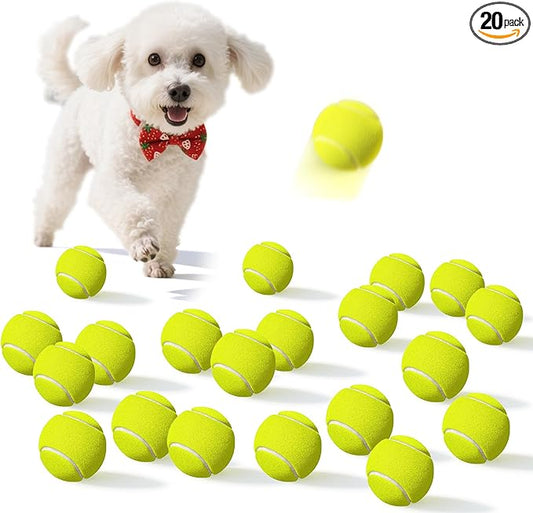 20 Pack Small Tennis Balls for Dogs, Easy Catching Pet Balls for Exercise and Fetch, 2-inch Dog Tennis Ball, Interactive Toys