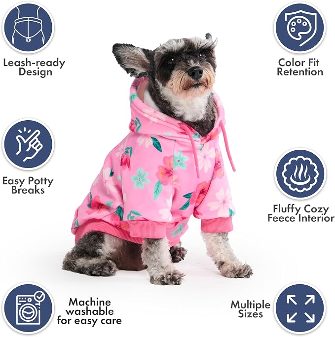 Spark Paws Dog Hoodie – Premium Dog Sweater for Small, Medium, and Large Dogs | Warm Outfits for French Bulldogs, Pitbull, Puppy, Winter Jacket Alternative - Blossom - XL