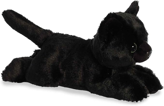 Aurora® Adorable Mini Flopsie™ Twilight Cat™ Stuffed Animal - Mini Companions Ready for Playful Adventures - for Kids All Ages, Toddlers, Adults, and Families - Black 8.5 Inches