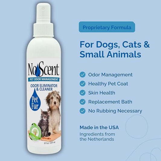 No Scent Pet Fur Odor Spray & Rinseless Cleaner for Dog, Cat, Hamster, Small Animal & Furry Pets (128 Fl Oz / 1 Gallon)