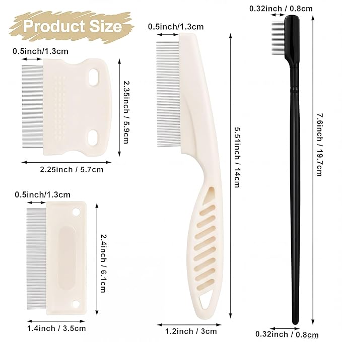 Fullhawl 5 Pieces Dog Eye Combs Tear Stain Remover Combs Pet Grooming Comb for Small Dogs Gently Removing Eye Mucus and Crust (Beige, Black)