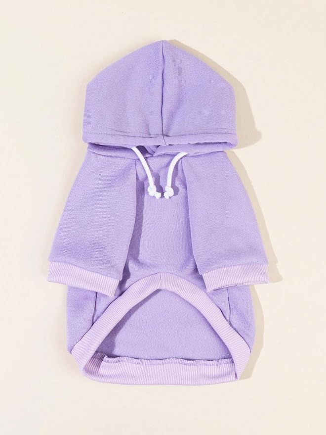 QWINEE Basic Dog Hoodie Sweatshirt Puppy Sweater Warm Cat Costumes Pet Clothes for Chihuahua Puppy Kitten Small Medium Dogs Mauve Purple Medium