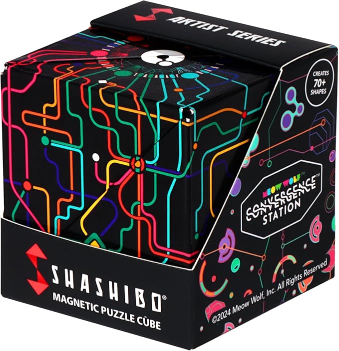 Shashibo Shape Shifting Box - Award-Winning STEM Fidget Toy with Ultra Strong Magnets - Puzzle Cube Transforms Into 100+ Shapes, Perfect Sensory Gift for Kids, Teens, and Adults (QDOT Map)