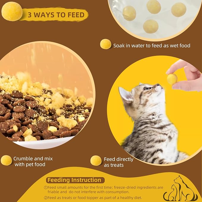 Freeze Dried Cat and Dog Treats Quail Egg Yolk 150g(5.29oz), Healthy Tasty Snacks for Cats Dogs Training, Natural Freeze-Dried Limited Ingredient,Wholesome and Delicious Snacks for Pets