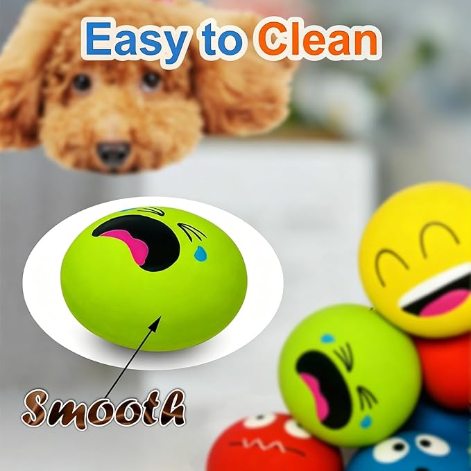 Latex Squeaky Dog Toys for Small Dogs & Mini Breeds - 4PCS Set Squeaky Dog Balls | Soft, Safe & Fun Chew Toys | Indoor & Outdoor Play