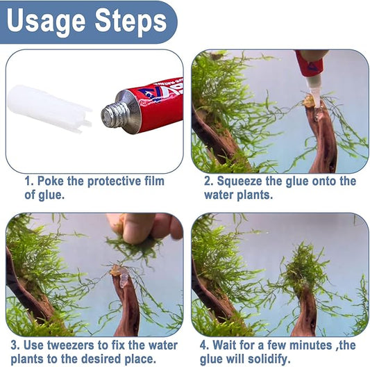 3 PCS Aquarium Glue, Aquarium Aquascape Aquatic Plants Coral Glue, Safety and Quick-Drying, Reef Glue Suitable for Aquatic Plants, Moss, Coral, Stones, Shells, Fresh Water and Salt Water All Can Be Us